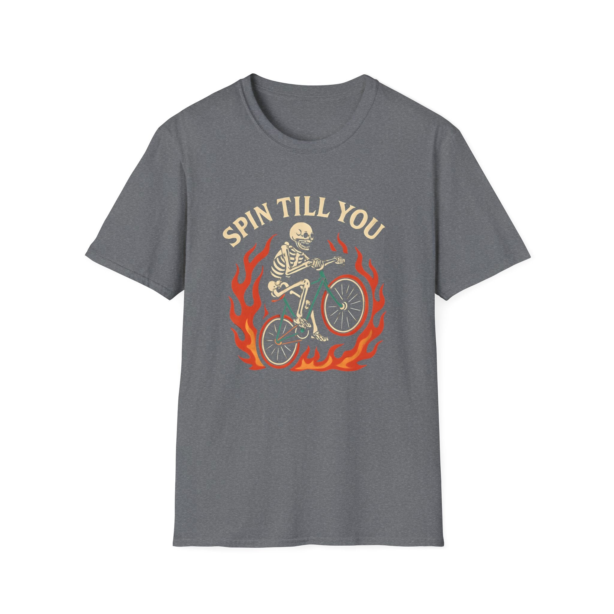 Skeleton Riding Flaming Bicycle T-Shirt