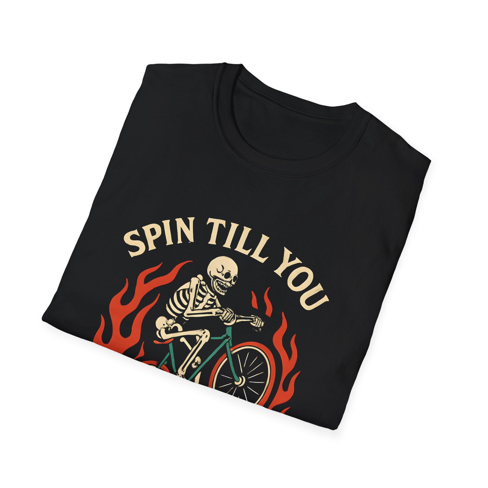 Skeleton Riding Flaming Bicycle T-Shirt