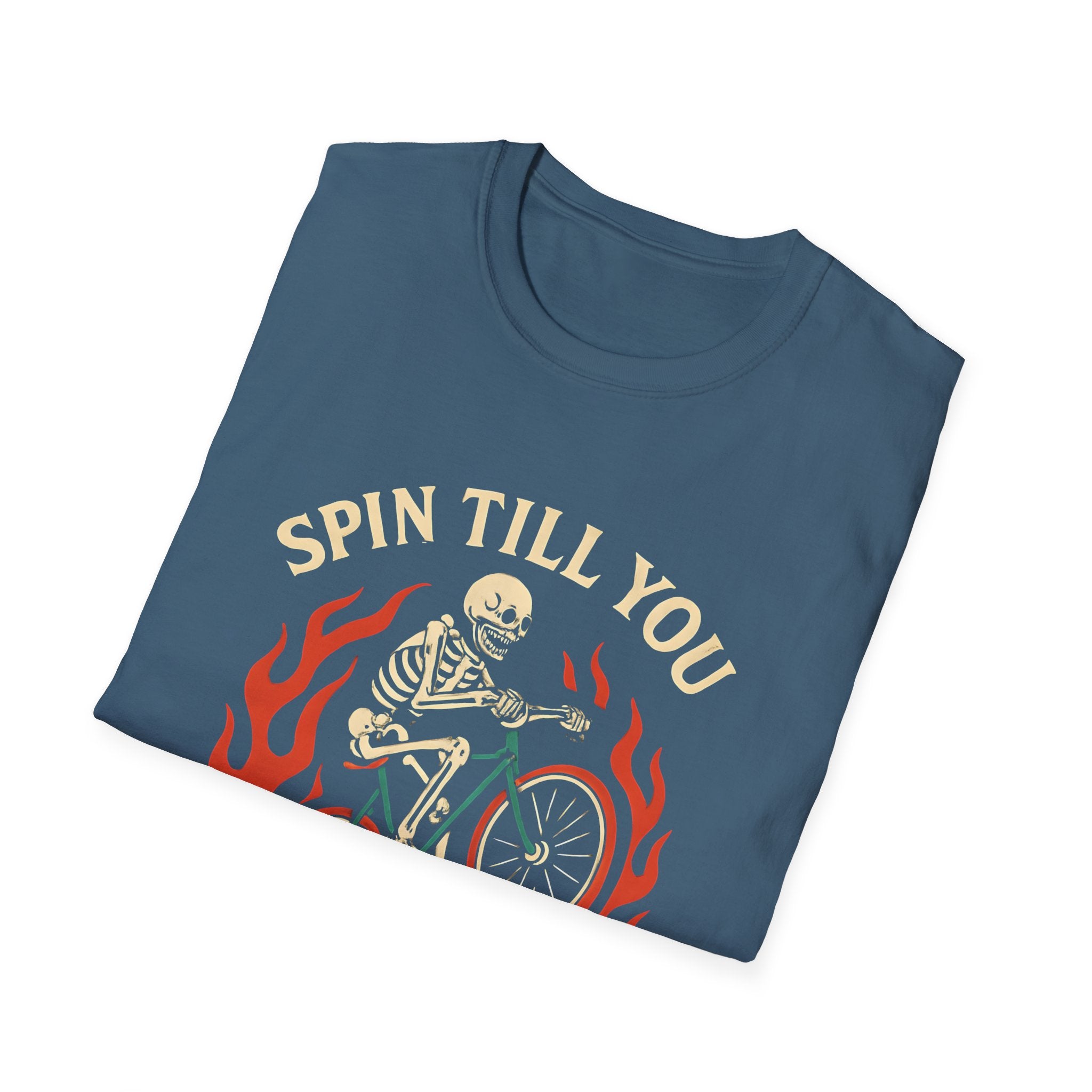 Skeleton Riding Flaming Bicycle T-Shirt