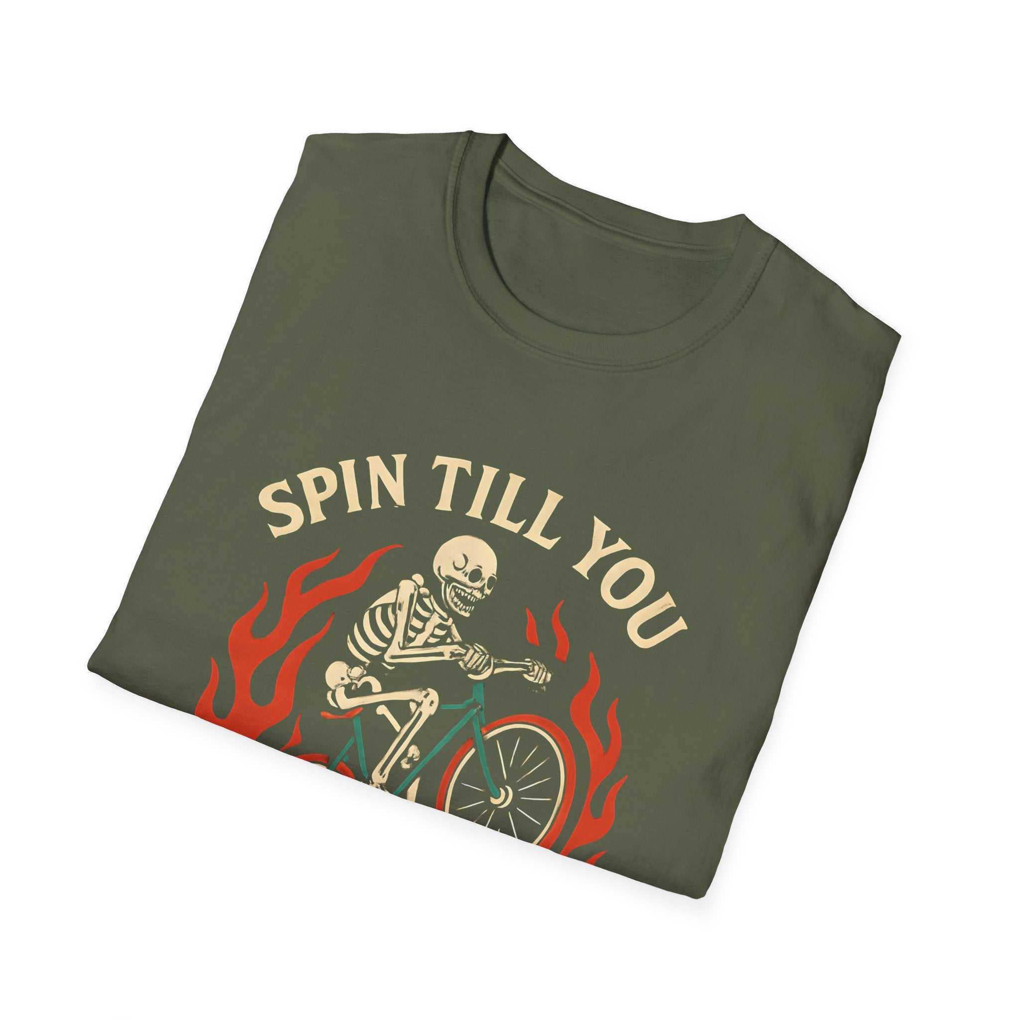 Skeleton Riding Flaming Bicycle T-Shirt
