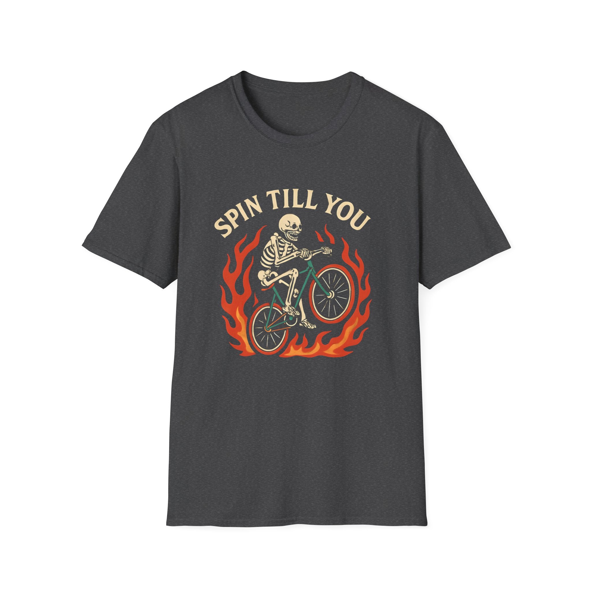 Skeleton Riding Flaming Bicycle T-Shirt